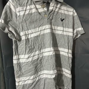 Men's Grey Striped Polo Shirt